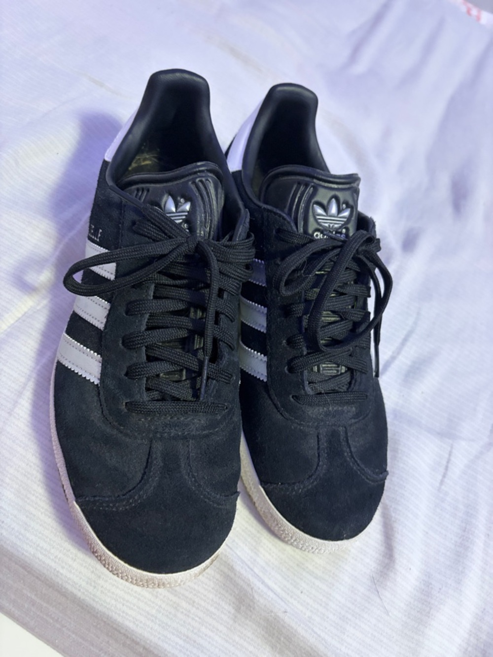 adidas Black Suede Sneakers with White Stripes